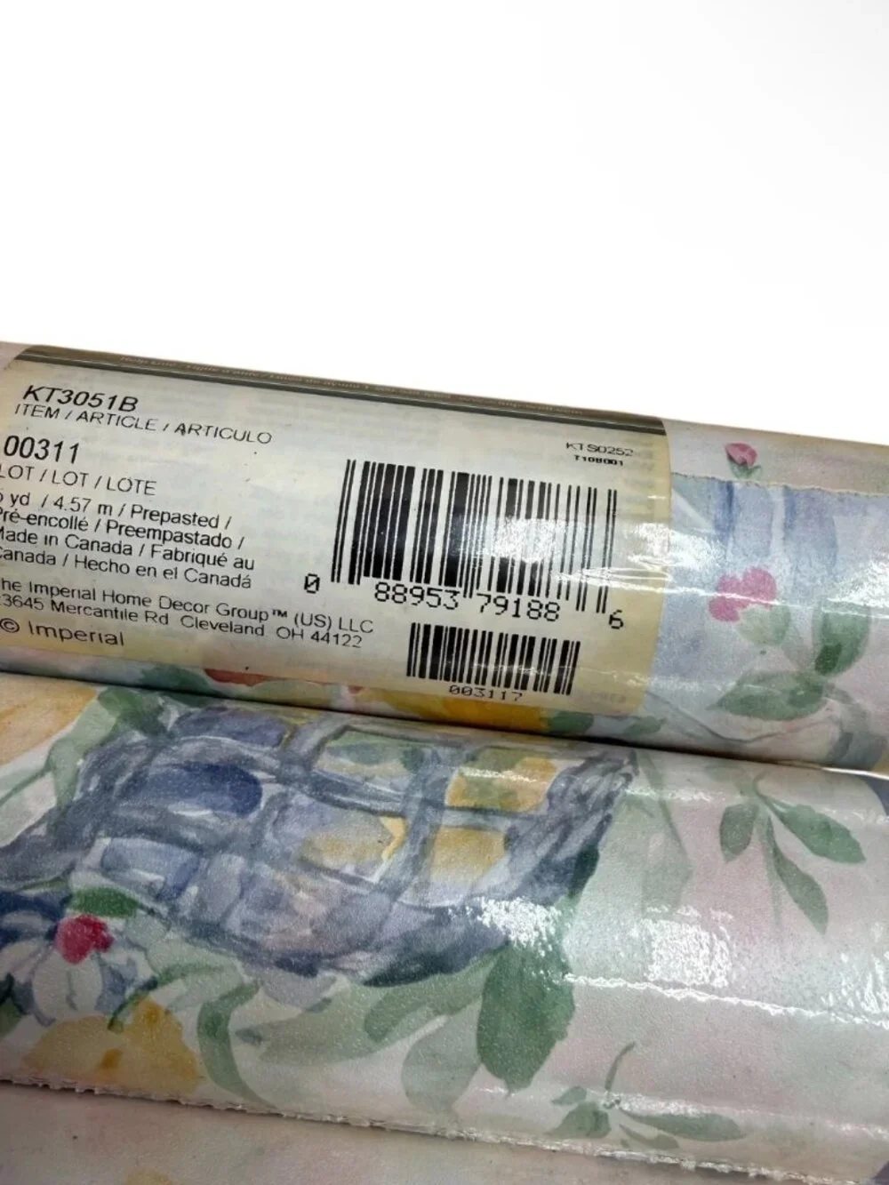 Vintage Wallpaper Border Floral Watercolor Cottage Core 80s Imperial 3 Rolls NEW